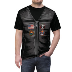Badass Biker Unisex Tee - Edgy Leather Vest Graphic T-Shirt for Motorcycle Enthusiasts