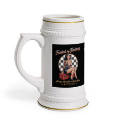 Beer Stein Mug - Fueled by Fantasy - Vintage Pinup - Always Open for a Quick Lube