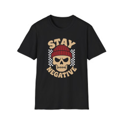 Stay Negative - Biker Tee - Angry Skull Wearing a Beanie - Unisex Softstyle T-Shirt