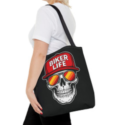 Tote Bag - Biker Life - Skull Wearing a Snapback Cap and Sunglasses