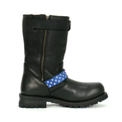 Motorcycle Boots - Men's Harness - Medium Width - Side Zipper - USA Flag Strip - RC10885-RC