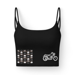 Women's Luxe Bra - Biker Skull Print Plus Motorcycle Crop Top