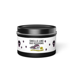 Tin Candle - 'Smells Like Bad Decisions' Scented Tin Candle with Skull Design