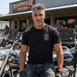Motorcycle T-Shirt - Southern Thunder - Born to Ride - Skull Biker - 'Pocket' Area - Biker Ride Tee