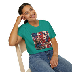 T-Shirt - America 250 Ride - Patchwork Doll and Motorcycle - Biker Ride Tee