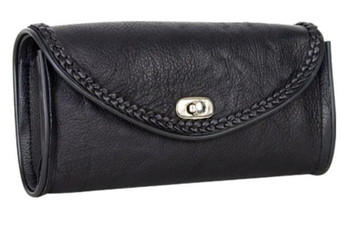 Motorcycle Windshield Bag - Leather - Braid Design - Gear Bag - WS14-NEW-LEATHER-DL