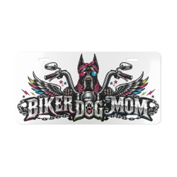  Vanity Plate - "Biker Dog Mom" Chrome Motorcycle - Doberman - License Plate