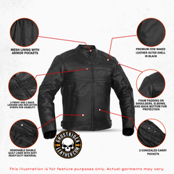 Leather Motorcycle Jacket - Men's - Tarmac - Up To 6XL - Gun Pockets - HIGHMILE-RC