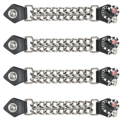Set of Four - Black Heart Red Rose - Vest Extenders -Chrome Chain - AC1125-BLK-DL