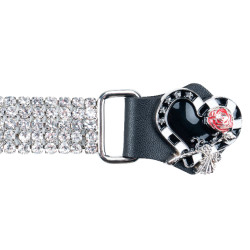 Set of Four - Black Heart Red Rose - Bling Bling Vest Extenders -Chrome Chain - AC1125-BBG-BLK-DL