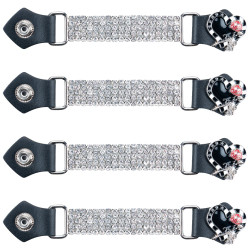 Set of Four - Black Heart Red Rose - Bling Bling Vest Extenders -Chrome Chain - AC1125-BBG-BLK-DL