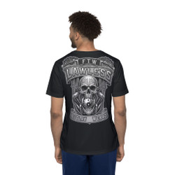 Outlaw Wearz Lawless Skull Sports Jersey T-Shirt - Men's Black Graphic Athletic Tee