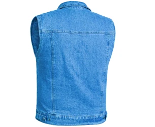 Blue Denim Motorcycle Vest - Men's - Up To 6XL - Thunder Jack - RM979BU-RC