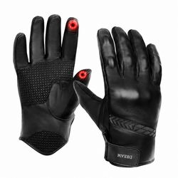 Motorcycle Riding Gloves - Leather - Touchscreen Compatible - Moulded - T-GL23-DL