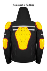 Leather with Mesh Motorcycle Jacket - Men's - Black - Removeable Armor - Hoodie - Up To 4XL - T-MJ443-DL