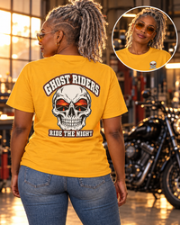 'Ghost Riders Ride the Night' - Skull Highway - T-Shirt - Motorcycle Tee - Color Choice