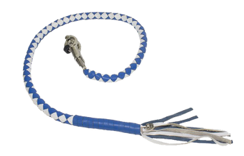 Get Back Whip - 42 Inches - White and Blue Leather - Motorcycle Accessories - GBW16-11-DL