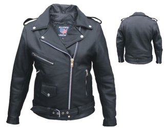 Leather Motorcycle Jacket - Women's - Full Cut -  Naked Leather - AL2146-AL