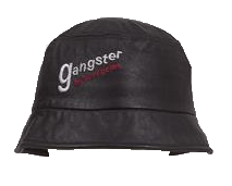 Leather Bucket Cap - Men's or Women's - Gangster Motorcycles - Embroidery - AC32-DL