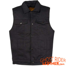 Denim Vest - Men's - Black - Snap Front - Up To 6X - Motorcycle Club - MV8020-BD-DL