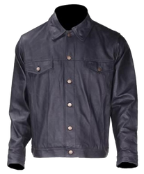 Men's Leather Shirt Jacket with Button Closure - MJ778-DL