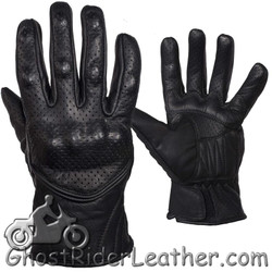 Leather Racing Gloves - Men's - Carbon Fiber Knuckles - GLZ66-DL