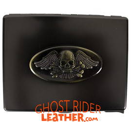 Metal Cigarette Case - Skull and Wings Design - Biker Gift Ideas - CG8-DL
