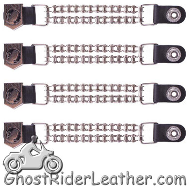 Set of Four POW MIA Vest Extenders with Chrome Motorcycle Chain - AC1065-BC-DL
