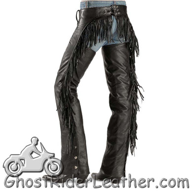 Leather Motorcycle Chaps - Women's - Booty Fringe - 733-00-UN