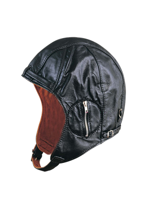 Leather Aviator Cap - Men's - Black and Red - Premium - 1381-00-UN