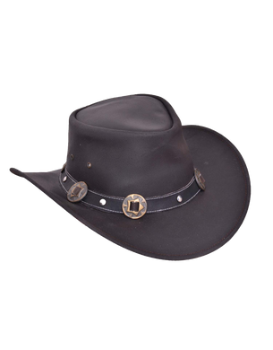 Black Leather Outback Hat - Men's - Premium - 9211.00-UN