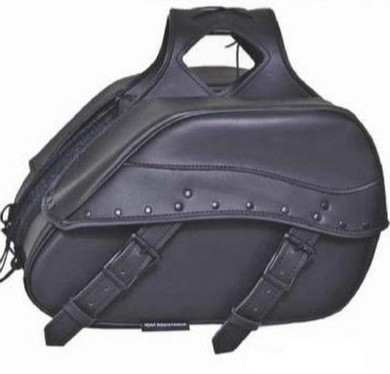 Saddle Bags - PVC - Rivets Design - Motorcycle Luggage - 9566-00-UN