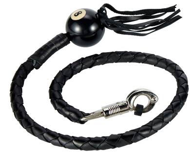 Get Back Whip - Black Leather - 42 Inches Long - With 8 Ball - GBW1-BB-DL