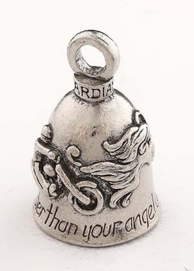 Motorcycle Guardian Bell® - Made In USA - Never Ride Faster Than Your Angel Can Fly - Pewter - GB-NEVER-RIDE-DS