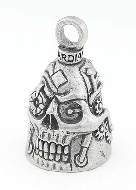 Steampunk Skull - Pewter - Motorcycle Guardian Bell® - Made In USA - SKU GB-STEAMPUNK-SKULL-DS