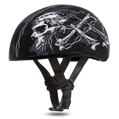 DOT Motorcycle Helmet - Skull - Chains - Shorty - D6-SC-DH