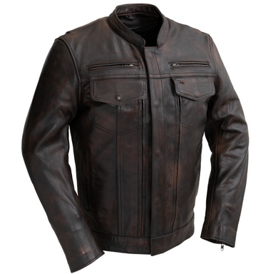 The Raider - Men's Copper Diamond Naked Leather Motorcycle Jacket - Up To Size 5XL - SKU FIM263CVZ-FM