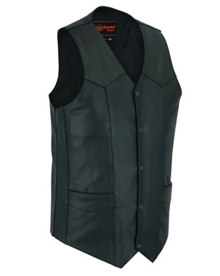 Leather Motorcycle Vest - Men's Tall - Outlaw - Up To Size 6XL - Big and Tall - RC162-TALL-RC
