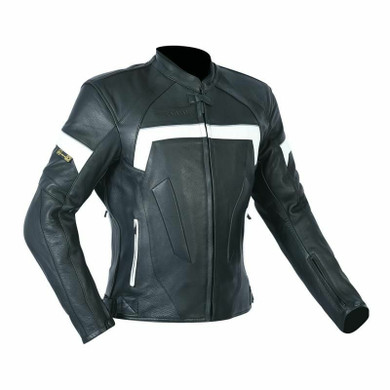 Leather Racing Jacket - Women's PowerSports - White and Black - CE-1172-FM