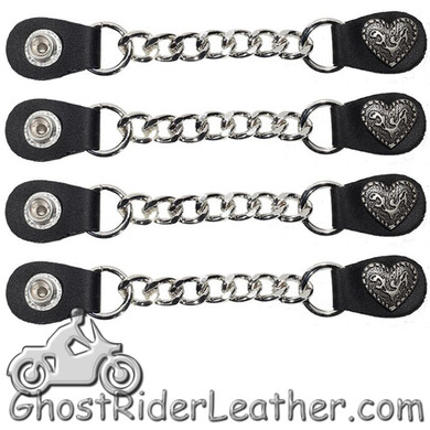 Set of Four Fancy Heart Vest Extenders with Single Chrome Chain - AC1078-LL-DL