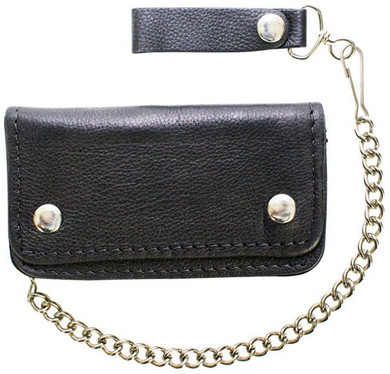 Leather Chain Wallet - Heavy Duty - Naked Leather - Bifold - 6 Inch - AC50-11HD-DL