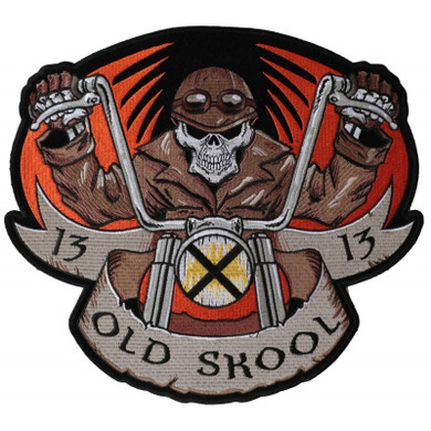 Vest Patch -  Old Skool 13 - Skull - Rider - Large - PL6037-DS