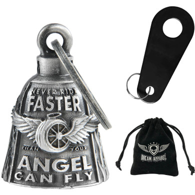 Motorcycle Ride Bell - 3D - Never Ride Faster Than Your Angel Can Fly - Spirit Bell - Gremlin - DBL49-L-DL