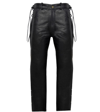 Leather Chap Pants - Men's - Side Zipper - Motorcycle - C1002-88-DL