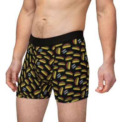 Doodle Tacos on Black Background - Text Yummy - Biker Apparel - Undies - Men's Boxers