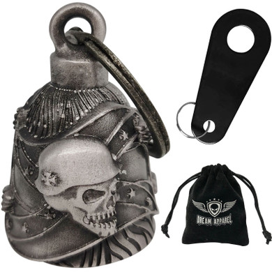 Motorcycle Ride Bell - 3D - Skull German Helmet Rebel Flag - Spirit Bell - Gremlin - DBL13-11-DL