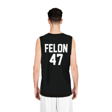 Felon 47 on Back - Small 47 on Front Chest - Trump 2024 - Black - Basketball Jersey