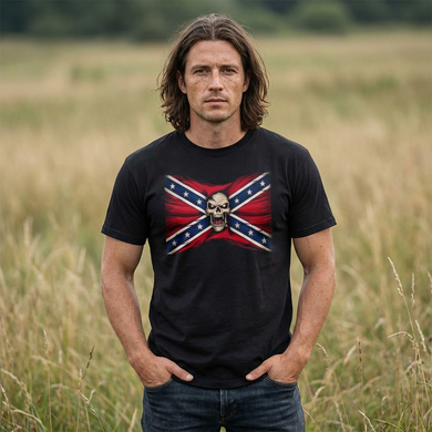 Confederate Flag - Angry Skull - Rebel - T-Shirt - Unisex Heavy Cotton Tee 2