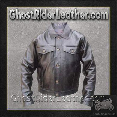 Denim Style Leather Biker Jacket  / SKU GRL-AL2013-AL