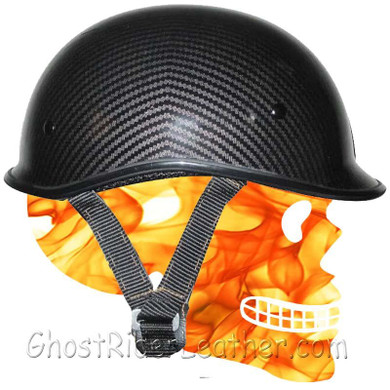 DOT Motorcycle Helmet - Jockey Polo - Carbon Fiber Look - Half Helmet - 102CL-HI